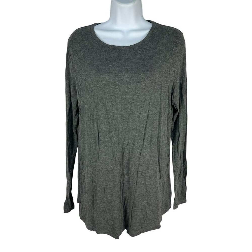Apt 9 Womens Modern Essentials Heather Gray Long Sleeve Crewneck Top Size M